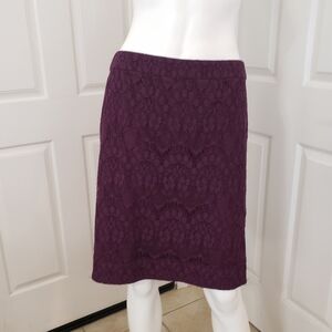 J. Crew Rich Purple Lace Pencil Skirt